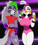  anthro avian big_breasts big_butt bird breasts butt butt_focus canid canine canis chicken clothing duo female five_nights_at_freddy&#039;s five_nights_at_freddy&#039;s:_security_breach food galliform gallus_(genus) glamrock_chica_(fnaf) hair hi_res humanoid inside legwear long_hair looking_at_viewer looking_back mammal open_mouth phasianid pizza presenting rear_view roxanne_wolf_(fnaf) samrunner scottgames small_waist swimwear thick_thighs thigh_highs video_games waist wolf 
