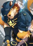  abs absurd_res anthro barrel_(live-a-hero) bodysuit canid canine canis clothing fingerless_gloves gloves gun handwear hi_res kouga0225 lifewonders live-a-hero male mammal muscular muscular_anthro pecs ranged_weapon skinsuit solo spandex superhero tight_clothing video_games weapon wolf 