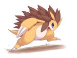  2019 4:3 ambiguous_gender big_claws biped blue_eyes brown_quills claws countershade_face countershade_torso countershading feral finger_claws kajinchu nintendo nude pok&eacute;mon pok&eacute;mon_(species) pupils quills running sabari sandslash shaded sharp_claws simple_background simple_shading solo suspended_in_midair toe_claws video_games white_background white_body white_claws white_countershading white_pupils yellow_body 