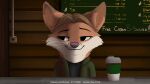 absurd_res anthro beverage canid canine clothed clothing coffee coffee_shop coy fenton_(dizzyvixen) fox furvie hi_res inside male mammal pink_nose portrait smile solo store 