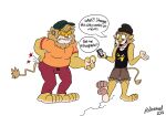  2018 anthro artist_name barefoot baseball_cap beanie bottomwear brent_abbott brown_hair clothing digital_media_(artwork) doritohead dot_eyes duo ear_piercing ear_ring father father_and_child father_and_son feet felid fingers fur hair hat headgear headwear hi_res lion long_tail male mammal mane mature_anthro mature_male multicolored_body multicolored_fur pantherine parent parent_and_child phone piercing riley_abbott shirt shorts signature simple_background simple_eyes son tan_body tan_fur tank_top teeth toes topwear two_tone_body two_tone_fur white_background yellow_body yellow_eyes yellow_fur yellow_sclera 