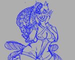  ahegao anthro braided_hair dorable female female/female hair hybrid insane kandikatkay kori leather looking_pleasured rave solo unfinished 