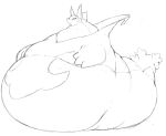  absurd_res ambiguous_gender belly big_belly bodily_fluids feral green_belly green_body hi_res hyper hyper_belly leaf_tail monochrome morbidly_obese nintendo obese overweight pok&eacute;mon pok&eacute;mon_(species) reptile scalie serperior sketch solo spiral_eyes sweat sweatdrop video_games zephy_03 