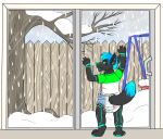  2016 ambiguous_gender anthro biped cypher_(diaperedglowwolf) detailed_background diaper digital_drawing_(artwork) digital_media_(artwork) fur hair open_mouth raised_tail rileykit snow solo standing young 