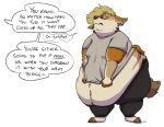  2021 anthro belly blush blush_lines canid canine canis colored coyote deep_navel dialogue digital_drawing_(artwork) digital_media_(artwork) dipstick_tail embarrassed looking_up male mammal markings moobs morbidly_obese morbidly_obese_anthro morbidly_obese_male multicolored_body navel obese obese_anthro obese_male offscreen_character overweight overweight_anthro overweight_male rain_(vanillayote) shaded signature simple_background tail_markings vanillayote white_background yellow_sclera 