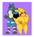  absurd_res animal_genitalia anthro breasts clothing confidence cosplay_pikachu_(costume) duo embarrassed embarrassed_nude_female exposed_breasts female fully_sheathed genitals hi_res lucario male male/female nintendo nude ori-doggo penis pikachu pikachu_libre plump_labia pok&eacute;mon pok&eacute;mon_(species) pussy scar sheath short_stack video_games volta_(ori-doggo) 