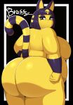  absurd_res animal_crossing ankha_(animal_crossing) anthro big_breasts big_butt braffy breasts butt butt_focus cat_ear clothing domestic_cat egyptian egyptian_cat felid feline felis female hi_res huge_breasts huge_butt hyper hyper_butt legwear looking_back mammal nintendo nude overweight rear_view side_boob side_view solo thigh_highs video_games 
