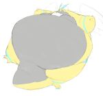  3_fingers 4_toes absurd_res anthro belly big_belly claws dragon feet fingers grey_belly grey_tail hi_res immobile lying male morbidly_obese obese overweight overweight_anthro overweight_male simple_background solo thick_tail toes white_background white_body wings yellow_body zephy_03 