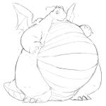  absurd_res anthro belly big_belly big_body dragonite feral hi_res horn male morbidly_obese nintendo obese overweight pok&eacute;mon pok&eacute;mon_(species) solo video_games wings zephy_03 