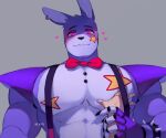  &lt;3 2022 abs animatronic anthro artist_name biceps blush bodily_fluids bow_tie bracelet clothing digital_media_(artwork) ear_piercing ear_ring eyelashes eyeshadow fingerless_gloves fingers first_person_view five_nights_at_freddy&#039;s five_nights_at_freddy&#039;s:_security_breach fur glamrock_bonnie_(fnaf) gloves grey_background grey_body grey_fur handwear hi_res human human_on_anthro human_pov interspecies jewelry kato200_0 lagomorph leporid long_ears looking_at_viewer machine makeup male mammal multicolored_body multicolored_fur muscular muscular_anthro muscular_male navel pec_grab pecs piercing pink_eyes purple_body purple_fur rabbit robot scottgames seductive simple_background solo spiked_bracelet spikes star suspenders sweat two_tone_body two_tone_fur video_games 