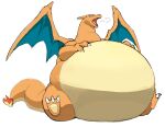  anthro belly big_belly charizard claws feral hi_res male membrane_(anatomy) membranous_wings morbidly_obese nintendo obese orange_body overweight pok&eacute;mon pok&eacute;mon_(species) solo video_games weight_gain white_body wings yellow_belly zephy_03 