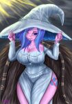  absurd_res anthro big_breasts breasts clothing derpx1 elden_ring equid equine eyes_closed female friendship_is_magic fromsoftware hasbro hi_res horse huge_breasts looking_at_viewer magic_hat mammal my_little_pony one_eye_closed pony ranni_the_witch rany solo tongue video_games wide_hips wink 
