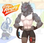  1oi 4_arms anthro blaidd_(elden_ring) blue_body blue_hair canid canine canis clothing conditional_dnp duo elden_ring female fromsoftware fur hair hi_res male mammal multi_arm multi_limb muscular muscular_male nintendo ranni_the_witch ring_fit_adventure video_games wolf 