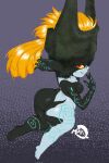  armor big_butt breasts butt female hair headgear helmet hi_res humanoid imp looking_at_viewer looking_back marqslewds midna mostly_nude multicolored_body nintendo orange_hair solo the_legend_of_zelda twilight_princess video_games wide_hips 