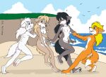  2022 3_toes 4_fingers 9_to_9 amber_(9_to_9) andrea_(9_to_9) anthro arm_pull beach black_hair black_nose black_pawpads blonde_hair breasts butt canid canine canis covering covering_crotch covering_self delisle embarrassed embarrassed_nude_female fangs featureless_breasts feet female fina_(9_to_9) fingers fox fur grey_body grey_fur group hair hindpaw humanoid_hands mammal multicolored_body multicolored_fur nude nude_beach orange_body orange_fur pawpads paws pink_nose pink_pawpads seaside sibling signature sister sisters smile steph_(9_to_9) toes tongue two_tone_body two_tone_fur water white_body white_fur white_hair wolf 