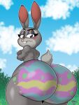  2022 anthro big_butt blush bodypaint butt cloud day disney easter female fingers hi_res holidays huge_butt judy_hopps lagomorph leporid looking_at_viewer looking_back looking_back_at_viewer mammal mrxrickyx nude outside painted_butt purple_eyes rabbit scut_tail short_tail solo zootopia 