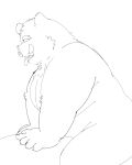  2022 anthro belly big_belly biped gumpang0 hi_res humanoid_hands kemono male mammal moobs overweight overweight_male simple_background sketch solo suid suina sus_(pig) tongue tongue_out white_background wild_boar 