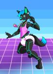  2017 anthro biped canid canine canis clothing cypher_(diaperedglowwolf) diaper digital_drawing_(artwork) digital_media_(artwork) dipstick_tail fur hair hi_res male mammal markings myoti pacifier shirt solo spiral_eyes standing tail_markings topwear wolf 