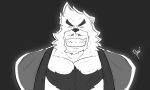  absurd_res anthro black_and_white clothing coat furrytober hi_res icon kumatetsu male mammal monochrome movie_reference smile solo the_boy_and_the_beast topwear ursid 