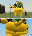  3d_(artwork) absurd_res anthro anus backsack balls big_butt bottomless bowser butt butt_focus buttlove chubby_male clothed clothing costume digital_media_(artwork) dragon footwear genitals golf golf_bag golf_club hi_res huge_butt huge_thighs koopa looking_away male mario_bros nintendo overweight penis rear_shot rear_view reptile scalie shoes slightly_chubby solo solo_focus solo_in_panel thick_thighs turtle video_games wide_hips 