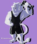  absurd_res anthro felid gym_clothing hi_res invalid_tag kuma_richards lifting lion male mammal pantherine smile solo weights 