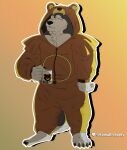  absurd_res anthro beverage canid canine canis clothing coffee domestic_dog hi_res kigumuri kuma_richards male mammal muscular nintendo pajamas pok&eacute;mon pok&eacute;mon_(species) solo tired ursaring video_games 