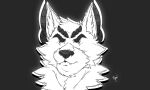  absurd_res anthro black_and_white canid canine canis dragon furrytober hi_res horn icon kuma_richards male mammal monochrome solo wolf 