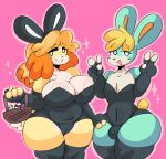  animal_crossing anthro bulge camel_toe canid canine canis domestic_dog duo female girly hi_res isabelle_(animal_crossing) lagomorph leporid lewd_dorky male mammal nintendo pink_background rabbit sasha_(animal_crossing) simple_background thick_thighs video_games 