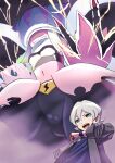  absurd_res anthro bandai_namco digimon digimon_ghost_game digivice duo electricity female grey_hair hair hase_popopo hi_res human humanoid kiyoshiro_higashimitarai macro male mammal pink_body tentacles teslajellymon 