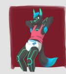  2018 anthro biped clothed clothing cypher_(diaperedglowwolf) diaper digital_drawing_(artwork) digital_media_(artwork) dipstick_tail fur gabebuck hair hi_res male markings shirt simple_background solo standing tail_markings topwear 