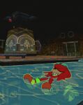  animated aquatic_mine echidna eyes_closed eyewear fur knuckles_the_echidna male mammal monotreme red_body red_fur ring ring_(sonic) screencap screencap_background sega sonic_adventure sonic_the_hedgehog_(series) sunglasses swimming the-n4cer water 