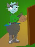  anthro archived_source clothed clothing detailed_background fur hair hi_res male plant shirt sly_chestnut smile solo standing topwear 