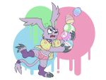  anthro bandai_namco briefs claws clothing collar digimon digimon_(species) easter easter_egg fur gazimon grey_body grey_fur holidays male pink_clothing pink_underwear solo spiked_collar spikes underwear vir-no-vigoratus 