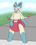  anthro archived_source biped detailed_background diaper eeveelution eyewear fur glasses male nintendo pok&eacute;mon pok&eacute;mon_(species) signature smile solo standing sylveon text video_games yoshi-eats-your-pie 