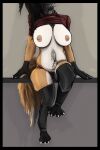  anthro big_breasts black_border border breasts clothing faceless_character faceless_female female female/female fur head_out_of_frame hi_res mopg multicolored_body multicolored_fur orange_body orange_fur panties solo two_tone_body two_tone_fur underwear white_body white_fur 