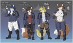  2022 5_fingers anthro belt big_breasts black_nose blonde_hair blue_hair boots bottomwear breasts brown_hair canid canine canis character_lineup character_name clothed clothing colin_(zerofox1000) collie color_swatch domestic_dog equid equine female fingerless_gloves fingers footwear fox fur gloves gloves_(marking) group gun hair hair_over_eye handgun handwear herding_dog hi_res holding_gun holding_handgun holding_object holding_pistol holding_tool holding_weapon holding_wrench horse humanoid_hands jacket male mammal markings model_sheet multicolored_body multicolored_fur one_eye_obstructed open_clothing open_jacket open_topwear palmero_(zerofox1000) pants pastoral_dog pistol ranged_weapon red_body red_fur sandra_(zerofox1000) sheepdog signature smile standing tan_body tan_fur tools topwear two_tone_body two_tone_fur uniform visor weapon white_body white_fur wrench zero_(zerofox1000) zerofox1000 