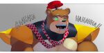  2022 animatronic anthro artist_name biceps blush brown_body brown_fur clothing digital_media_(artwork) five_nights_at_freddy&#039;s freddy_fazbear&#039;s_pizzeria_simulator fur green_eyes grey_background hat headgear headwear hi_res kato200_0 machine male mammal multicolored_body multicolored_fur muscular muscular_anthro muscular_male necktie nedd_bear_(fnaf) pecs robot scottgames shoulder_pads signature simple_background smile solo spring tan_body tan_fur teeth tongue two_tone_body two_tone_fur ursid video_games 