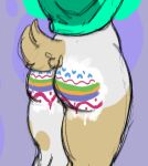  anthro bovid butt caprine clothed clothing clothing_lift easter girly goat holidays jimmy_(ugly_tortilla) male mammal paint rear_view short_tail simple_background slightly_chubby solo sweater thick_thighs topwear ugly_tortilla 