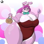 absurd_res anthro basket breasts chrisandcompany clothing container easter_egg female hi_res lagomorph leporid mammal rabbit solo 