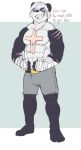  2018 4_fingers 4_toes abs anthro bandaged_arm bandaged_hand barefoot belly biceps big_abs big_biceps big_brachioradialis big_extensor_carpi big_muscles big_pecs big_trapezius black_arms black_belt black_body black_ears black_face black_feet black_fingers black_fur black_legs black_nose black_toes blue_eyes bottomwear brachioradialis cheek_tuft chest_tuft chin_tuft clothed clothed_anthro clothed_male clothing colored cross dark_arms dark_belt dark_ears dark_feet dark_fingers dark_legs dark_nose dark_toes digital_drawing_(artwork) digital_media_(artwork) ear_tuft english_text extensor_carpi facial_tuft feet fingers flat_colors flexing flexing_bicep flexing_brachioradialis flexing_extensor_carpi front_view full-length_portrait fur giant_panda green_background grey_bottomwear grey_clothing grey_shorts gums happy head_tuft heyimteedo hi_res huge_abs huge_muscles huge_pecs huge_trapezius humanoid_hands leg_tuft light_belly light_bottomwear light_chest light_eyes light_gums light_neck light_shorts looking_at_viewer male male_anthro mammal manly multicolored_body multicolored_fur muscular muscular_anthro muscular_male pecs pink_gums plantigrade portrait serratus sharp_teeth shorts simple_background smile smiling_at_viewer solo standing sternocleidomastoid teeth text toes toony topless topless_anthro topless_male trapezius tuft two_tone_body two_tone_face two_tone_fur ursid white_background white_belly white_body white_chest white_face white_fur white_neck 