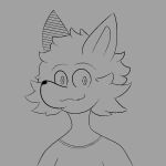  1:1 2022 :3 anthro bottomless canid canine canis clothed clothing digital_media_(artwork) fur hair headshot_portrait line_art male mammal messy_hair portrait rejines shirt shirt_only simple_background simple_eyes solo toony topwear topwear_only wolf 
