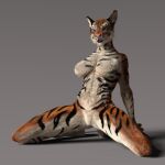  3d_(artwork) abs anthro athletic athletic_female bengal_tiger big_eyes black_ears black_stripes blue_eyes breasts butt_from_the_front digital_media_(artwork) earthclan3d facial_markings featureless_breasts featureless_crotch feet felid female fingers floor fur glistening glistening_body glistening_fur grey_background hands_on_thighs head_markings hi_res kneeling leaning leaning_back looking_at_viewer mammal markings nude orange_body orange_fur pantherine pink_nose pinup pose presenting_crotch shadow simple_background solo spread_legs spreading standing striped_arms striped_body striped_face striped_fur striped_legs striped_markings stripes three-quarter_view tiger toes white_body white_fur white_inner_ear white_whiskers 