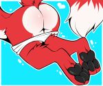  3_toes anthro black_pawpads butt canid canine clothed clothing feet fox fur girly hindpaw male mammal partially_clothed pawpads paws presenting red_body red_fur slushie-nyappy-paws solo submissive toes 