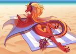  absurd_res anthro beach butt claws dragon eztli_(user_55) female fingers hi_res horn nude scalie seaside solo val-q wings wyvern 