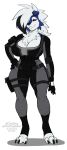 2022 alpha_channel anthro breasts canid canine clothed clothing digital_media_(artwork) female hair hi_res kittydee looking_at_viewer mammal red_eyes simple_background standing transparent_background white_hair 