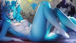  16:9 2022 4_toes 5_fingers anthro areola blue_body blue_eyes blue_fur blue_hair breasts collar digital_media_(artwork) eyebrow_piercing facial_piercing feet felid feline female fingers fur hair mammal nipple_piercing nipples nude piercing solo toes widescreen wildering 