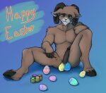 anthro azzy184 azzydrawsstuff balls bodypaint bovid caprine digitigrade disability easter easter_egg genitals hi_res holidays male mammal painted_balls penis sheep solo wren_(azzydrawsstuff) 