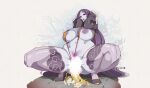  1girl breasts censored elbow_gloves fate/grand_order fate_(series) gloves hat high_heels huge_breasts inverted_nipples large_breasts long_hair looking_at_viewer minamoto_no_raikou_(fate) monalica pubic_hair purple_hair purple_legwear red_eyes solo spread_legs thick_thighs thighhighs thighs tongue tongue_out underboob 