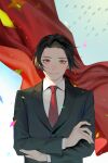  1boy aircraft axis_powers_hetalia bishounen china_(hetalia) confetti crossed_arms formal helicopter huacai male_focus people&#039;s_republic_of_china_flag smile suit 