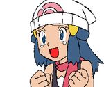  :d animated animated_gif blue_hair cum cum_on_face facial gif happy hikari_(pokemon) lowres open_mouth pokemon scarf smile 